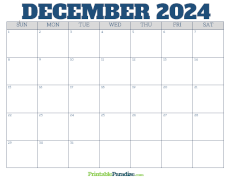 Free Blank December 2024 Calendar