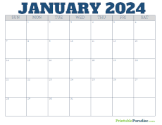 Free Blank January 2024 Calendar
