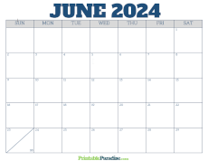 Free Blank June 2024 Calendar