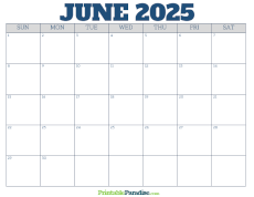 Free Blank June 2025 Calendar