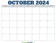 Free Blank October 2024 Calendar