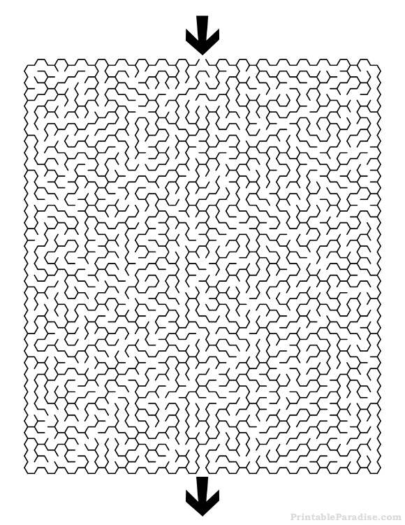 Printable Hexagon Maze - Difficult