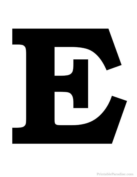 Printable Letter E Silhouette Print Solid Black Letter E
