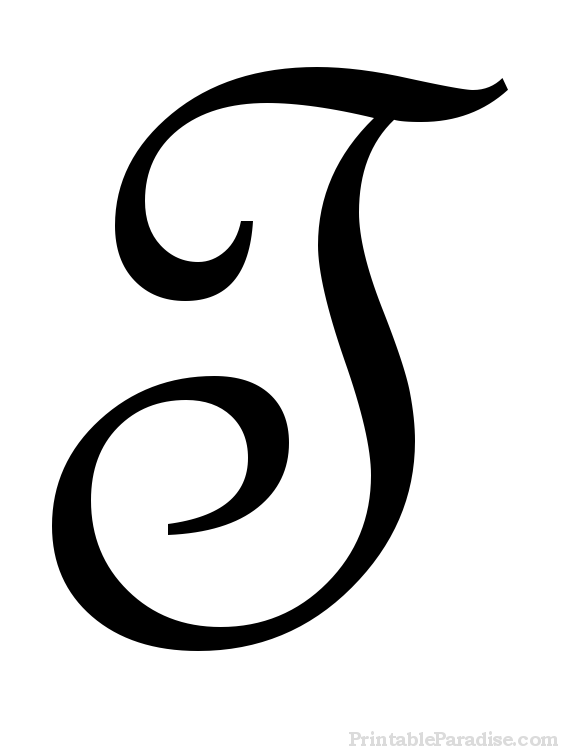 Printable Letter T in Cursive Writing