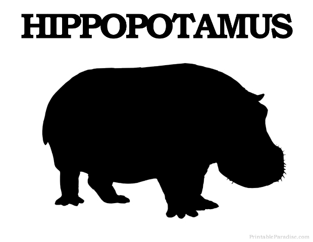 Printable Hippo Silhouette - Print Free Hippopotamus Silhouette