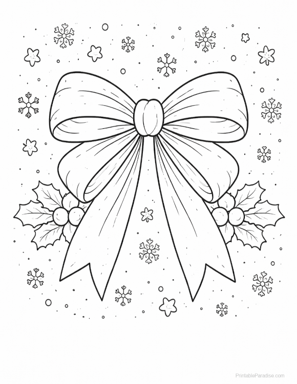 Printable Christmas Bow Coloring Page