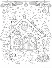 Gingerbread House Coloring Page