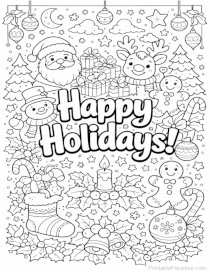 Happy Holidays Coloring Page
