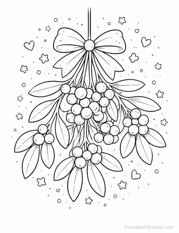 Printable Mistletoe Coloring Page