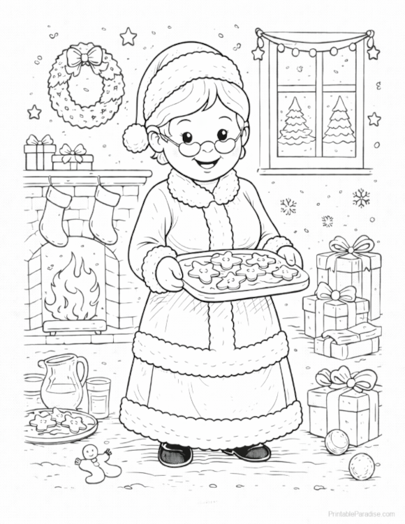 Printable Mrs Claus Coloring Page