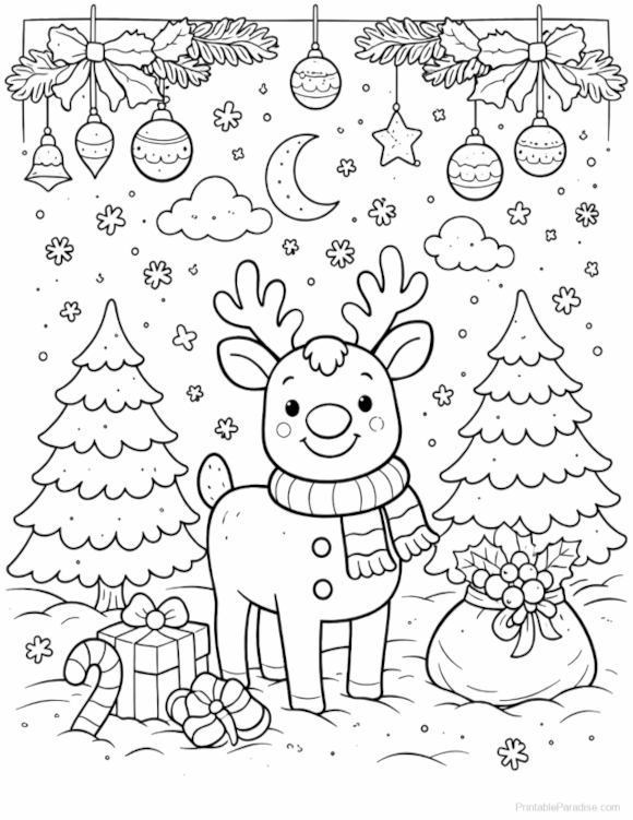 Printable Reindeer Coloring Page