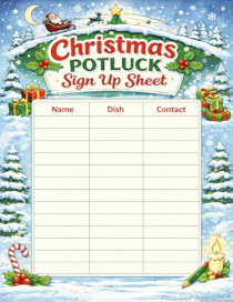 Christmas Potluck Signup Sheet