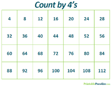 Count By 4's Practice Worksheet