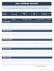 Daily Expense Tracker Sheet
