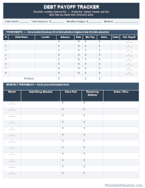Debt Payoff Tracker Sheet