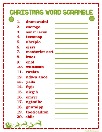 Free Christmas Word Scramble