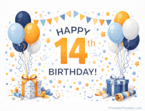 Free Happy 14th Birthday Sign