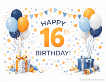 Free Happy 16th Birthday Sign