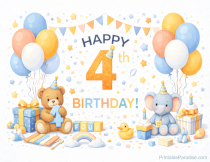 Free Happy 4th Birthday Sign