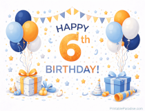 Free Happy 6th Birthday Sign