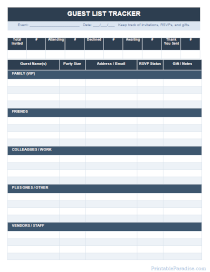 Guest List Tracker Sheet