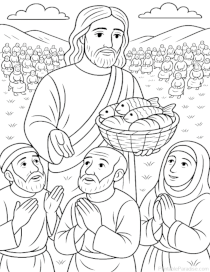 Jesus Feeding the 5,000 Coloring Page