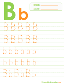 Letter B Dotted Trace Sheet