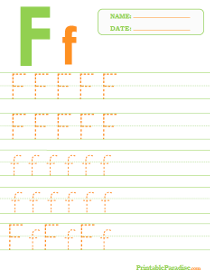 Letter F Dotted Trace Sheet