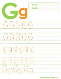 Letter G Dotted Trace Sheet