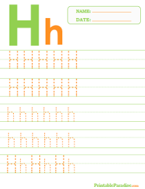 Letter H Dotted Trace Sheet