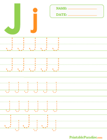 Letter J Dotted Trace Sheet