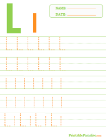 Letter L Dotted Trace Sheet