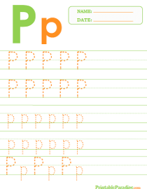 Letter P Dotted Trace Sheet