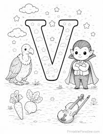 Letter V Coloring Sheet