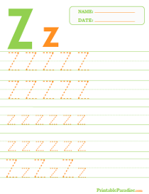 Letter Z Dotted Trace Sheet