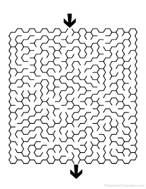 Printable Hexagon Maze - Medium Difficulty
