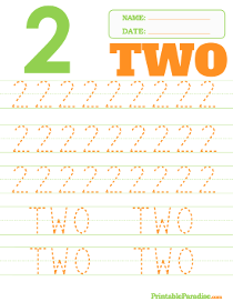 Number 2 Dotted Trace Sheet