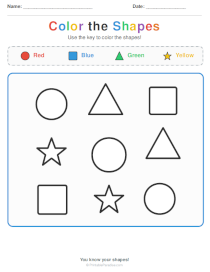 Color the Shapes Worksheets