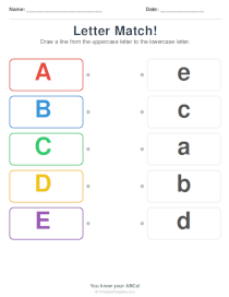 Uppercase Lowercase Matching Worksheets