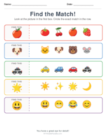 Visual Discrimination Worksheets