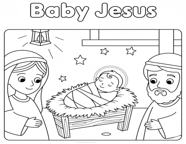 Printable Baby Jesus Coloring Page