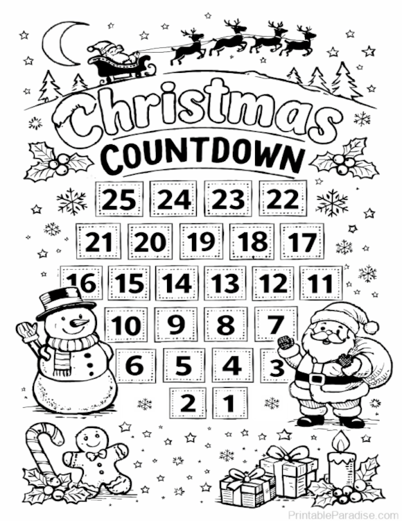 Printable Christmas Countdown Page