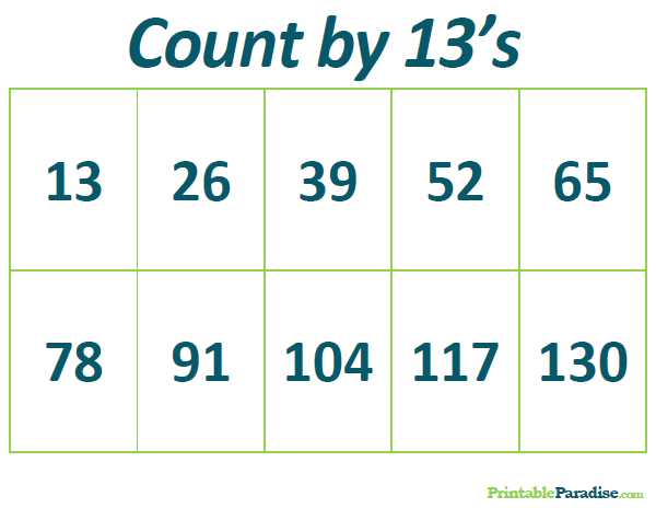 Printable Count by 13's Practice Chart