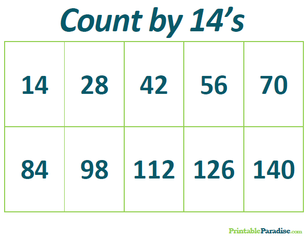 Printable Count by 14's Practice Chart