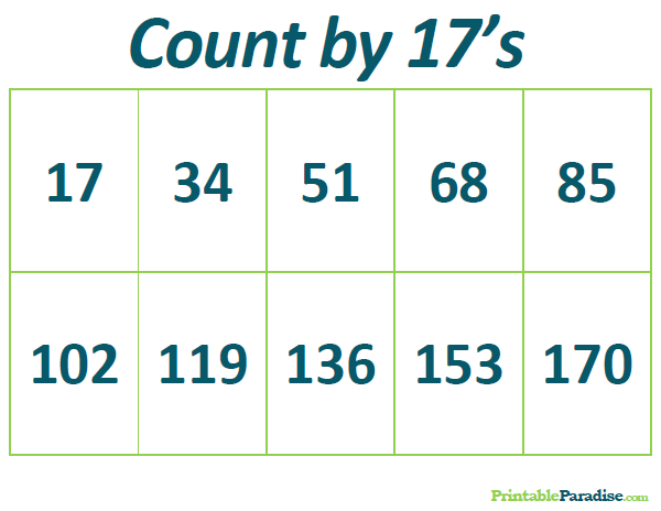 Printable Count by 17's Practice Chart