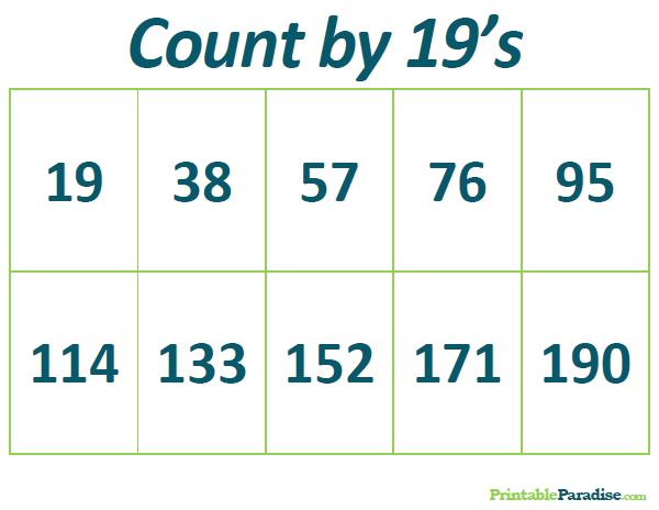 Printable Count by 19's Practice Chart