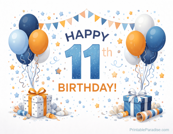Printable Happy 11th Birthday Sign