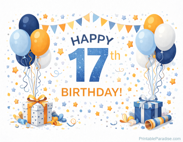 Printable Happy 17th Birthday Sign