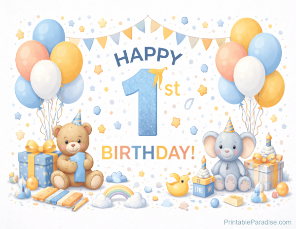 Printable Happy 1st Birthday Sign