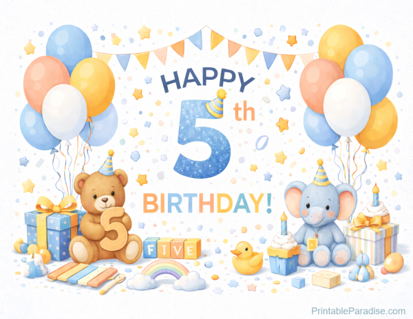 Printable Happy 5th Birthday Sign
